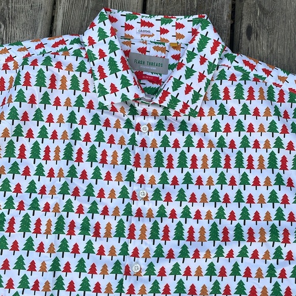 NWOT Flash Threads Holiday Christmas Button Up Shirt - Picture 4 of 8